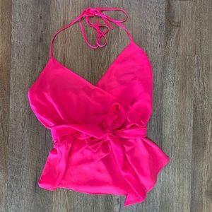 Naked zebra faux wrap top